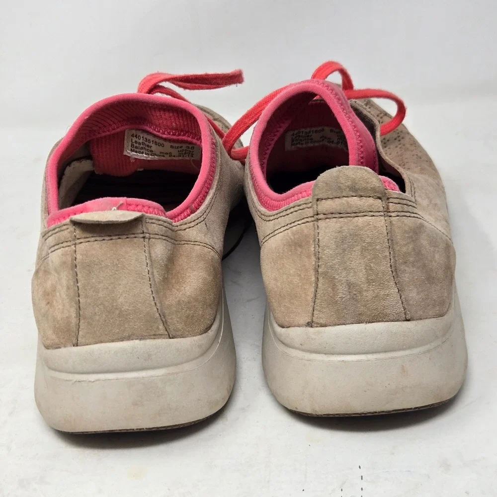 Dansko Womens Taupe Suede Pink Lace Up Comfort Walking Shoes Size 38 Slip Resist
